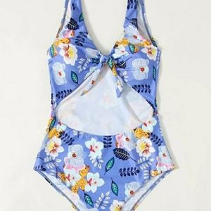 NWT Floral Cut Out One Piece Swim Bathing Suit
